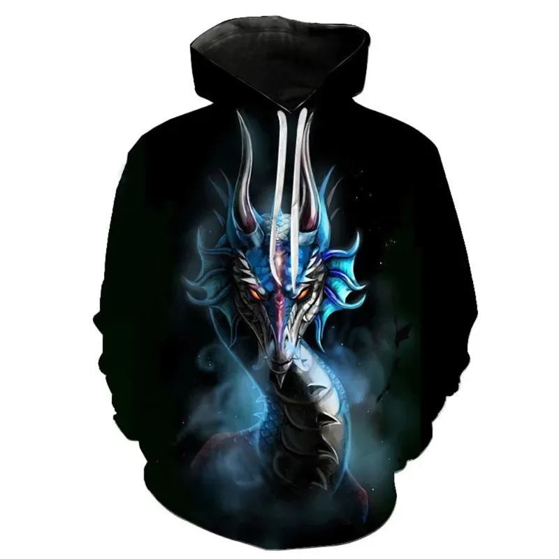 

2025 Fashion 3D Printing Chinese Loong Men's and Women's Loose Hoodies Casual Oversized Popular Street Fashion Sweatshirt