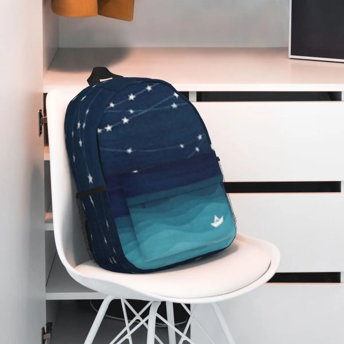 Mochila leve impressão, elegante mochila padrão, novo, 15 Polegada