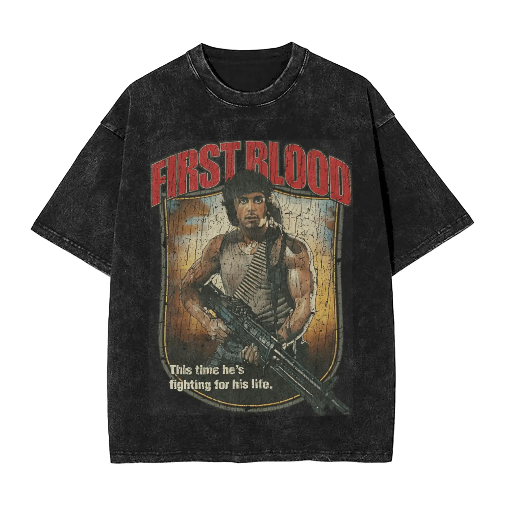 

Men Women's T Shirt First Blood Rambo Washed T-Shirts Fashion Beach Tee Shirt Y2K Fun Loose Cotton Clothes Birthday Gift