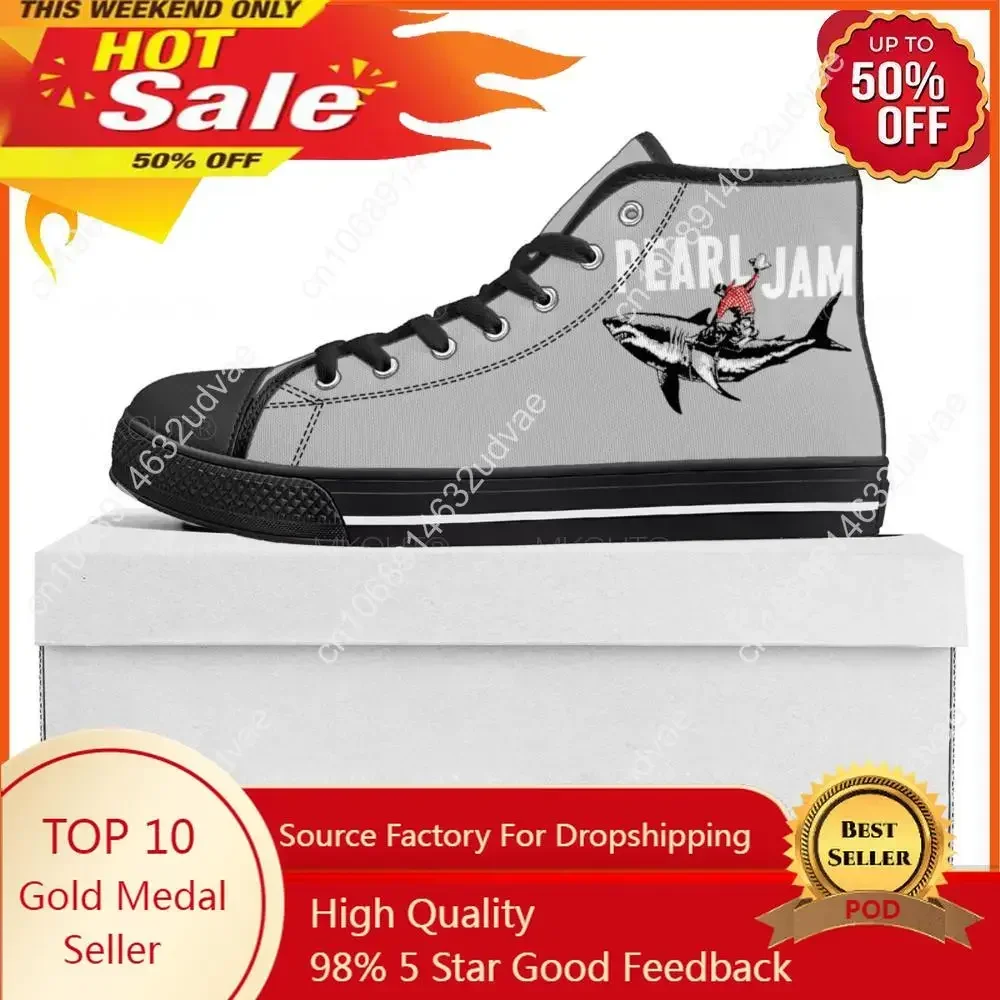 Pearl Jam Rock Band High Top Sneakers di alta qualità uomo donna adolescente Canvas Sneaker Casual coppia scarpe scarpe personalizzate nero