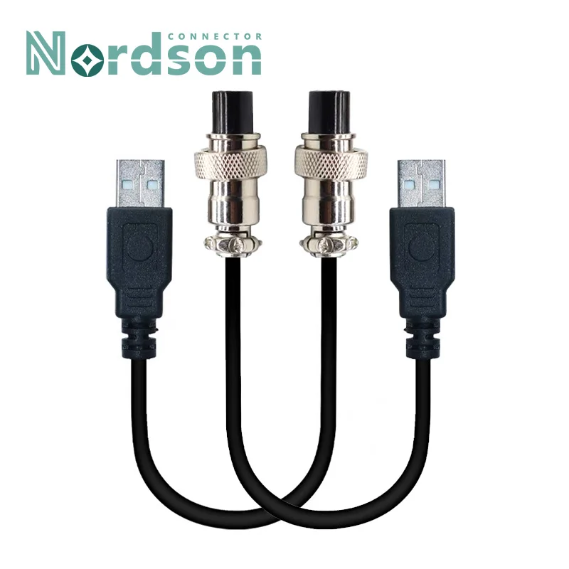 

USB to GX12 Aviation Plug 4Pin 5Pin 6pin M12 Male Female Connector with 2m Cable USB Male Plug Sensor 12mm Waterproof Socket