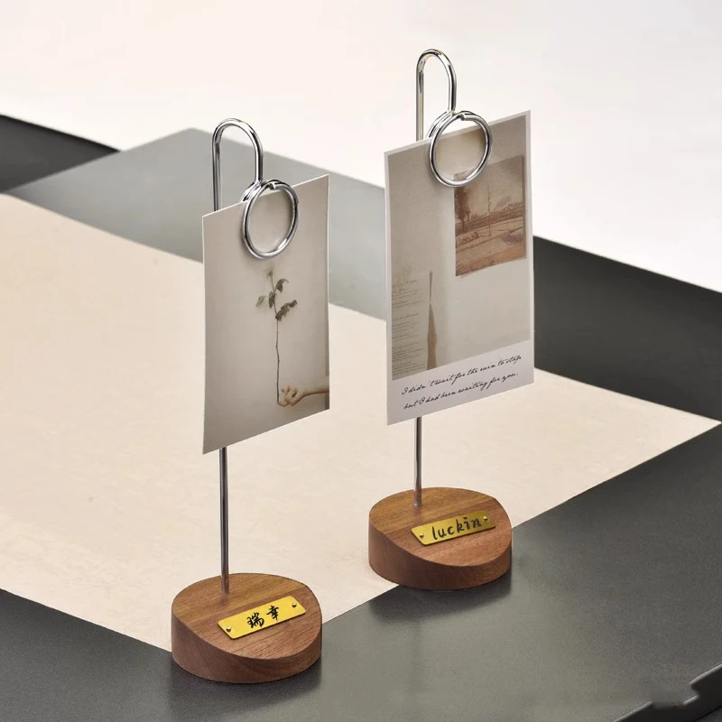 HeMu Solid wood price display card vertical literary hotel restaurant table card holder message note holder product label label