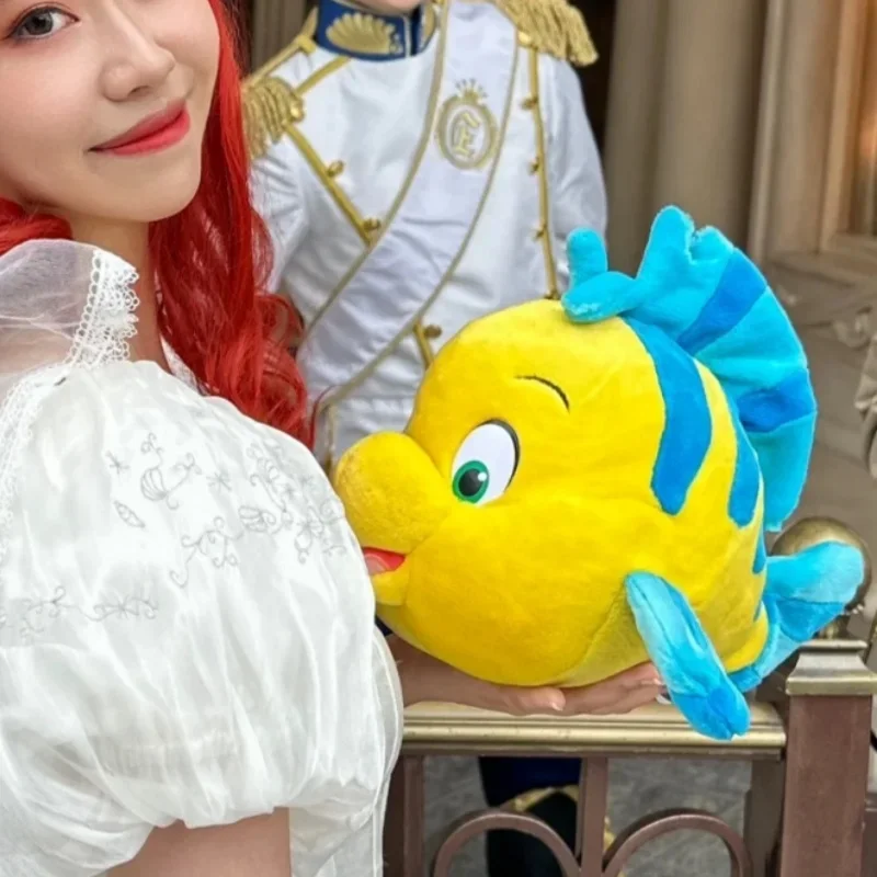 Hot 35cm/45cm Disney Flounder Ariel Little Mermaid Princess Plush Toys Stuffed Dolls Cartoon Kawaii Chubby Pillow For Girl Gifts