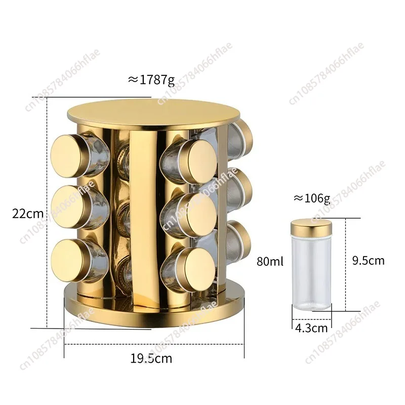 Stainless Steel Multi-function Kitchen Spice Rack with 12 Jars