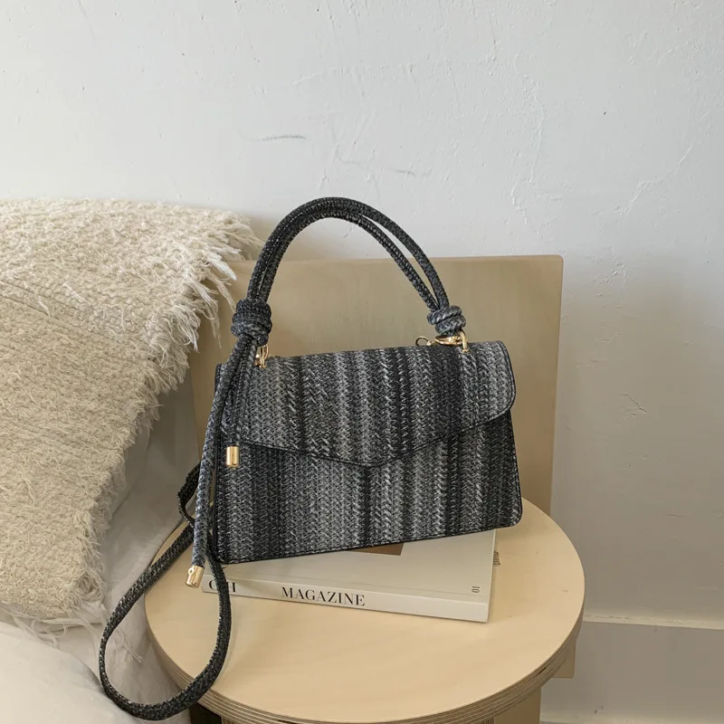 

Women's Colorful Straw Woven Bag - Bohemian Niche Striped Mini Square Shoulder Crossbody Purse