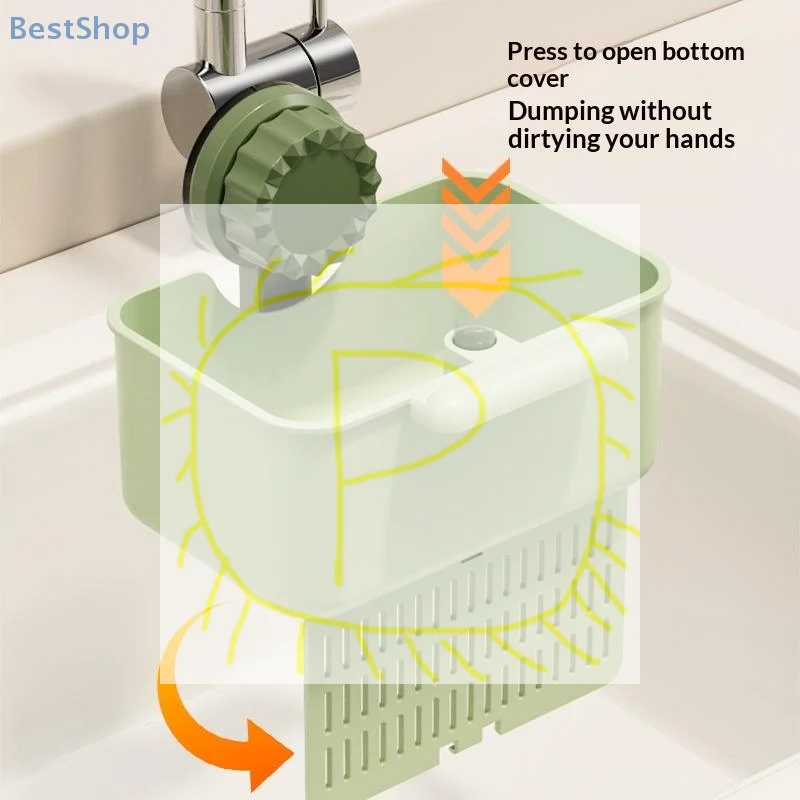 

(●'◡'●)@(●'◡'●)Suction Cup Wall-Mounted Plastic Sink Draining Basket
