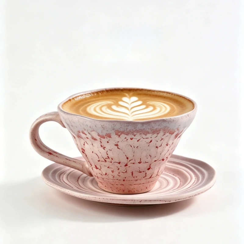Exquisite Coffee Cup and Plate Set, Super Beautiful Ceramic Flower Cup, High Aesthetic Flowing Sand Cup, Table Decoration Gift