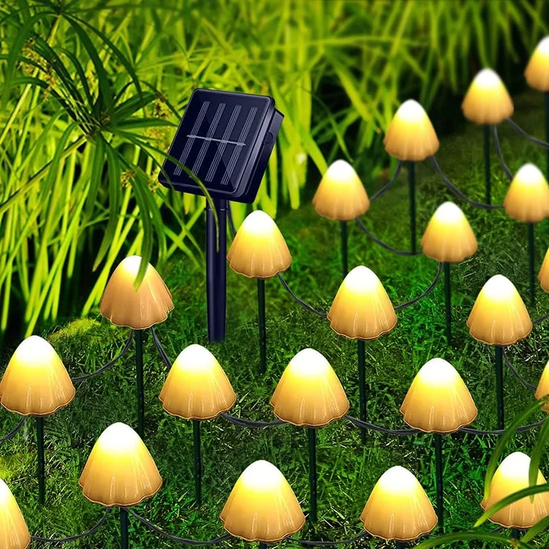 Cogumelo luzes solares ao ar livre inserção à terra cogumelo led pequenas luzes coloridas ajustável à prova dwaterproof água gramado cogumelo luzes de fadas