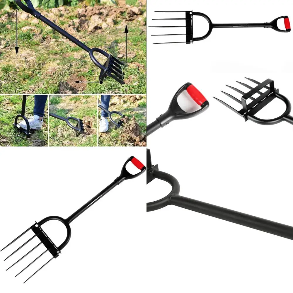 

Long-Handled Heavy-Duty Garden Pitchfork with 5 Tines for Efficient Digging and Weeding