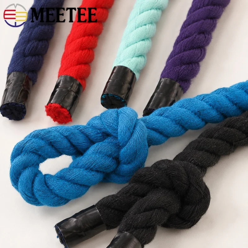 1-5Meters 12mm 3 Strands Twisted Cotton Rope Woven Braid Bag Cord for Home Decor Drawstring DIY Sewing Macrame Craft Accessories