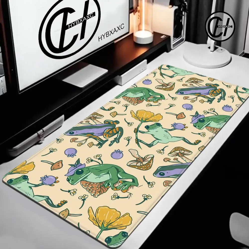 Kawaii Frösche Mauspad, niedliches HD-Schreibtischunterlage, erweiterte Gaming-Tastaturmatten, 1200 x 600 x 4 mm, Anime-Ästhetik, Cozi Lofi-Pflanzen-Mauspad