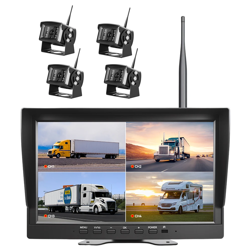 2.4G Wireless Truck Camera Monitor System,Waterproof Night Vision Backup Camera With DVR For RV Travel Trailer Car Reverse Aid