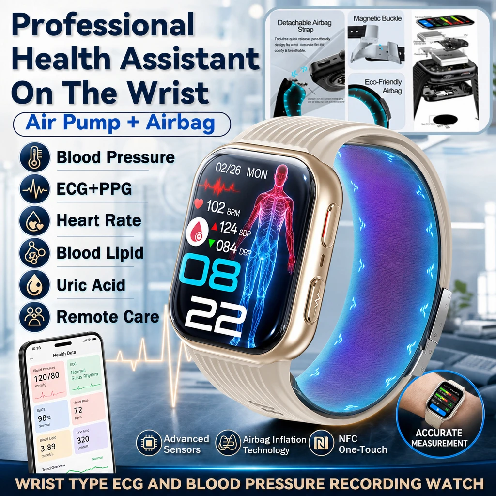New Air Pump Airbag True Blood Pressure Smartwatch MultiDimensional Health Micro Physical Examination Smart Watch For Men Women