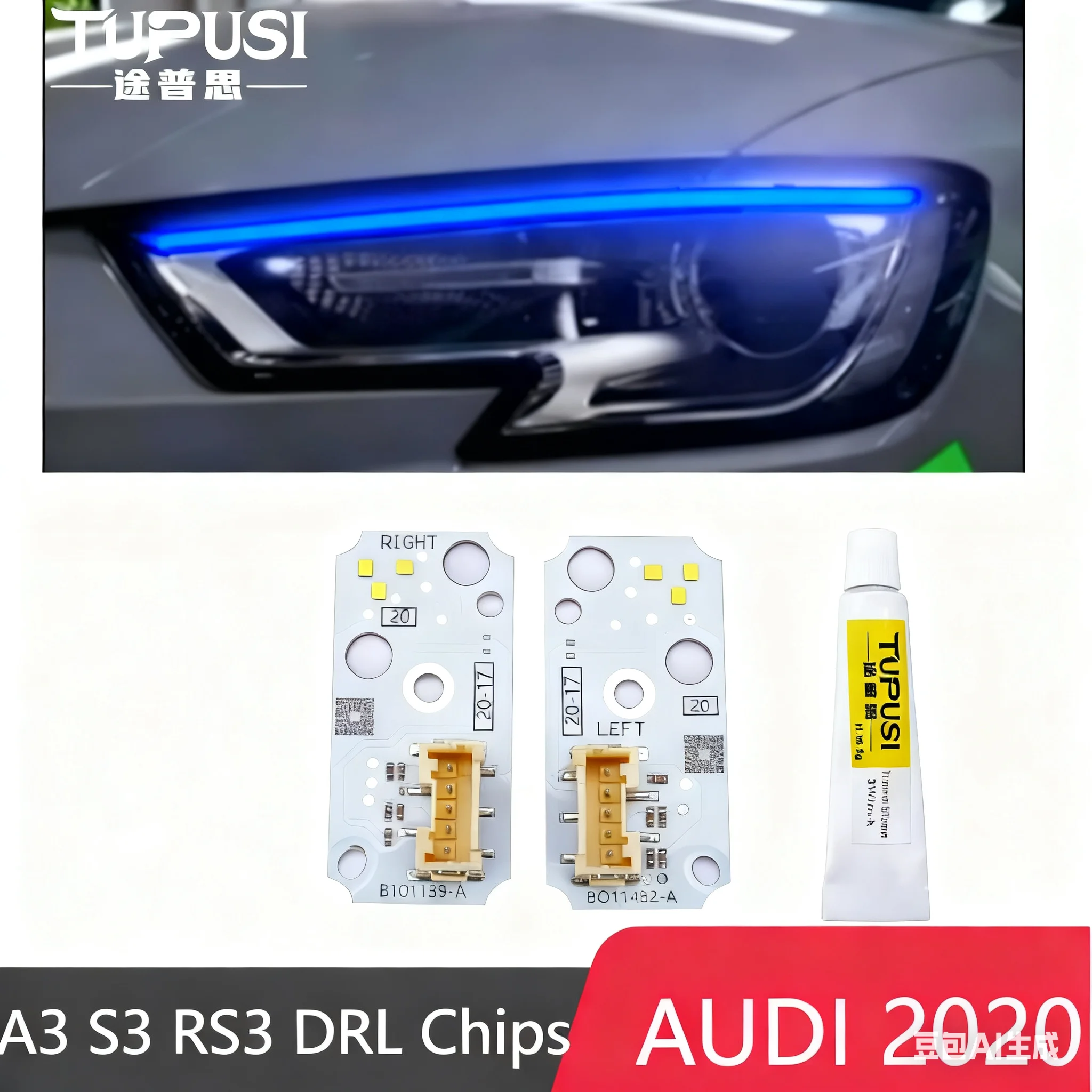 عيون الملاك أصفر أحمر أزرق لأودي 2017-2020 A3 S3 RS3 النهار تشغيل ضوء مصباح ليد DRL وحدة LED لوحات الدوائر 8V0998473A #1