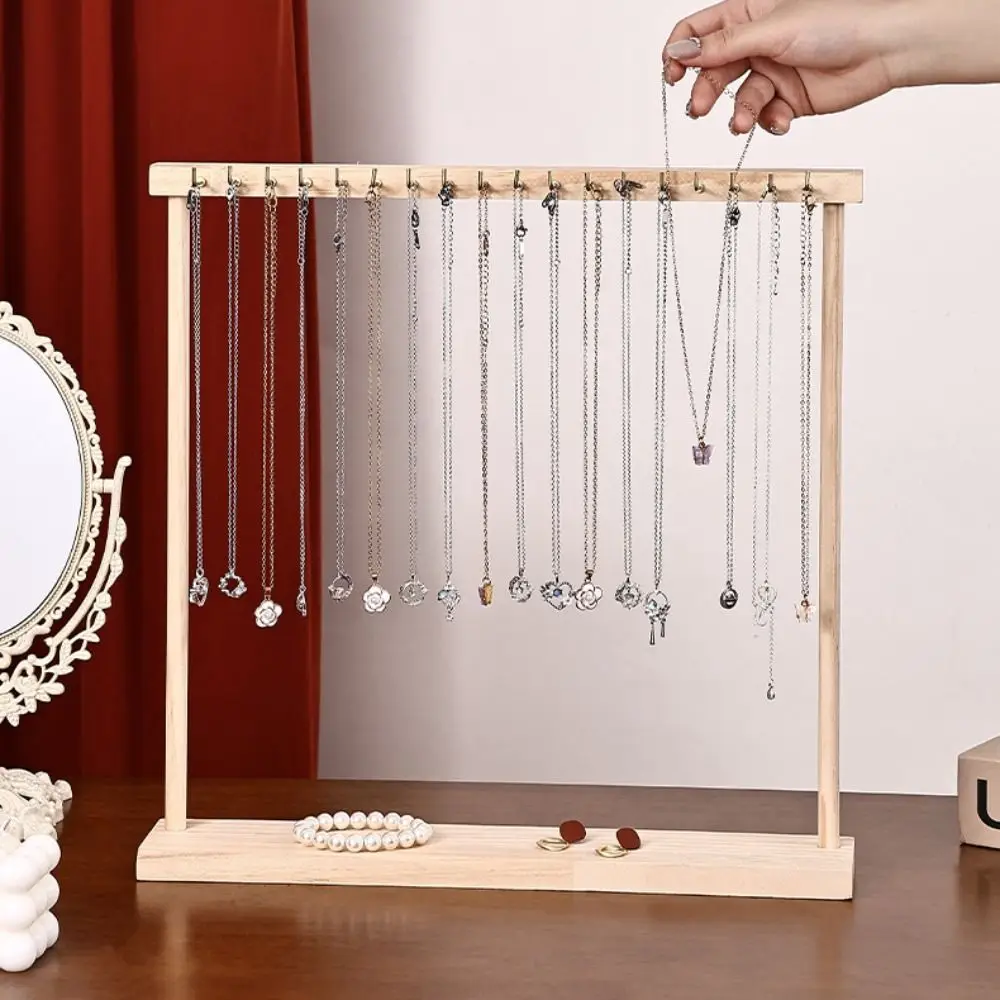 

Portable Wood Necklace Stand 12 /18 Hook Bracelets Display Necklace Hanging Rack Exquisite Jewelry Jewelry Holder Home
