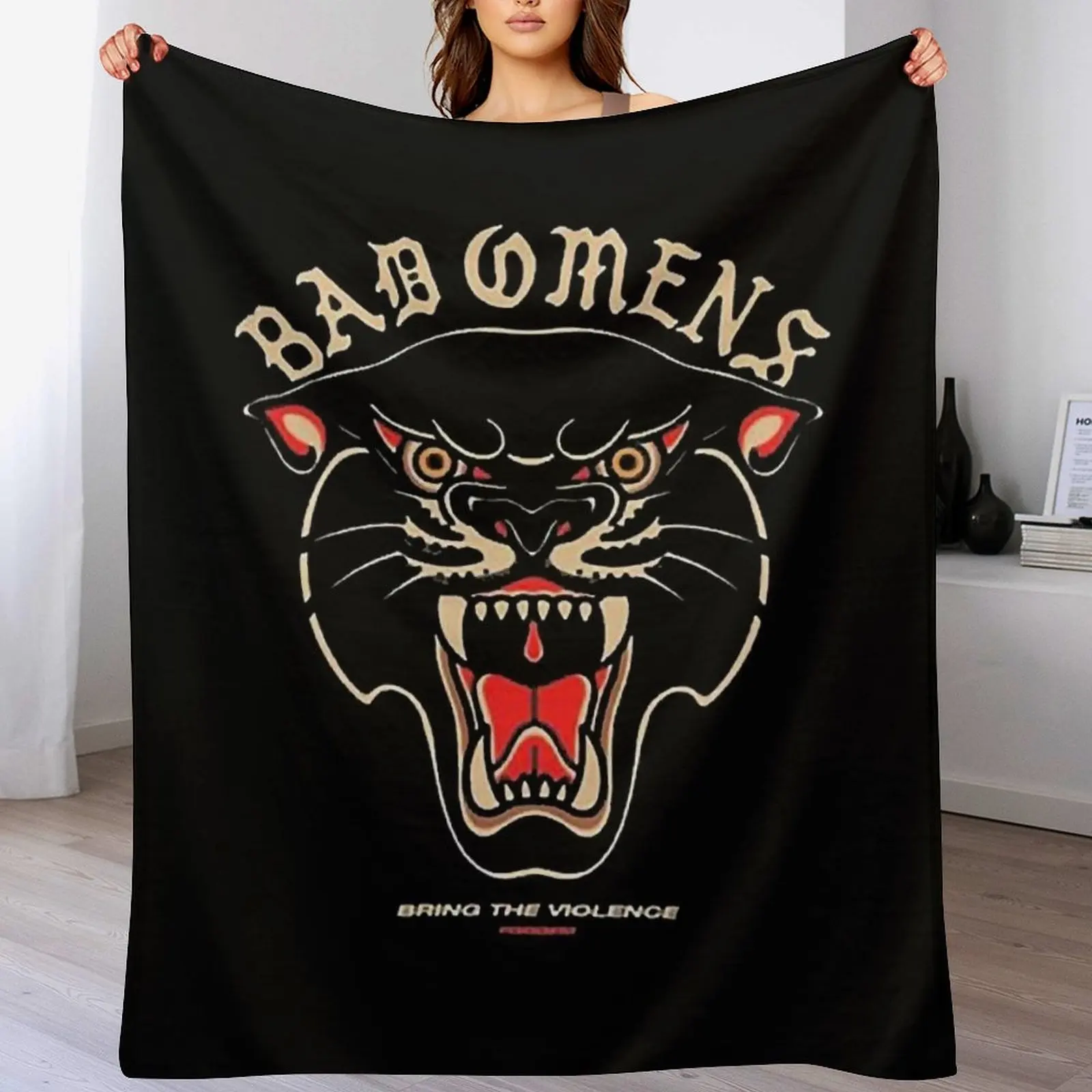

Bad omens new Throw Blanket Warm Plaid Summer Kid'S Blankets