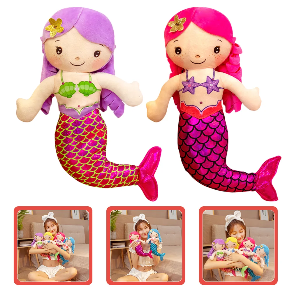 

2 Pcs Toy Child Little Mermaid Toys Childrens Pp Cotton Miniature Dolls for Girls