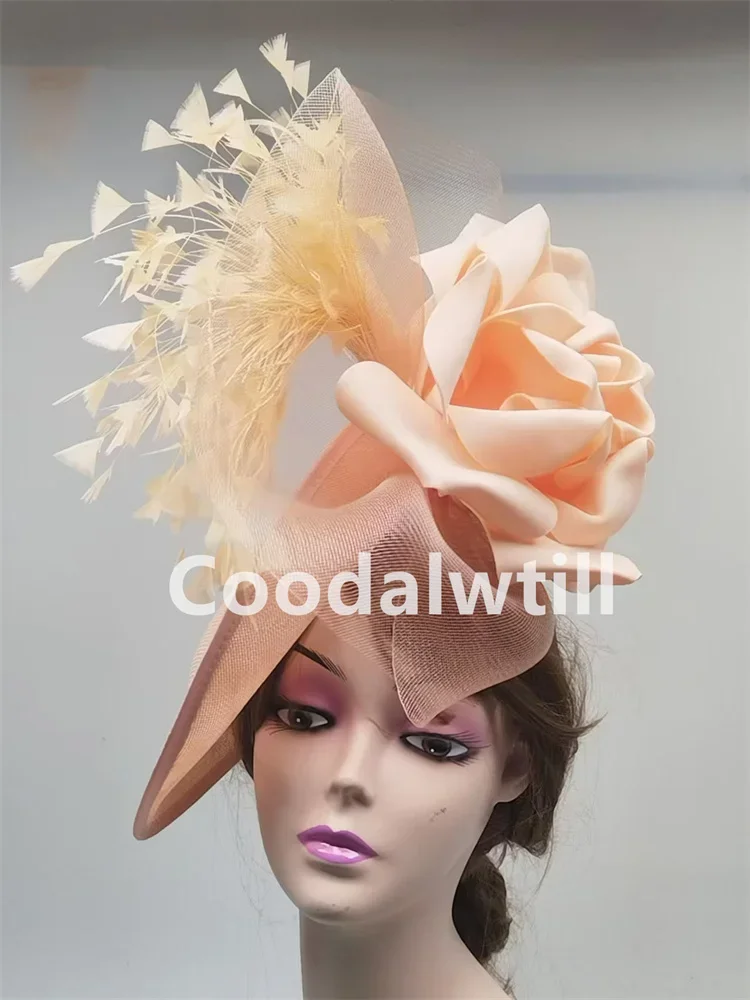 Big Flower Fascinator Derby Hat Women Party Dinner Headpiece Royal Ascot Pillbox Fascinator Hat Women Wedding Chapeau Cap Event