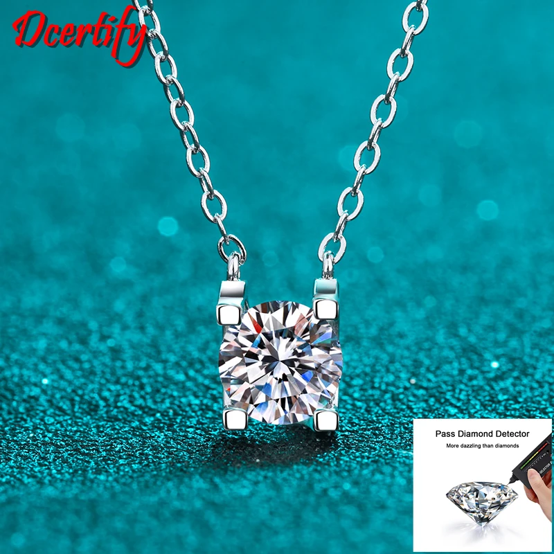 Original White Gold 10K Necklace Test Natural D Color Moissanite Pendant Necklace Women Wedding Anniversary Birthday Gifts