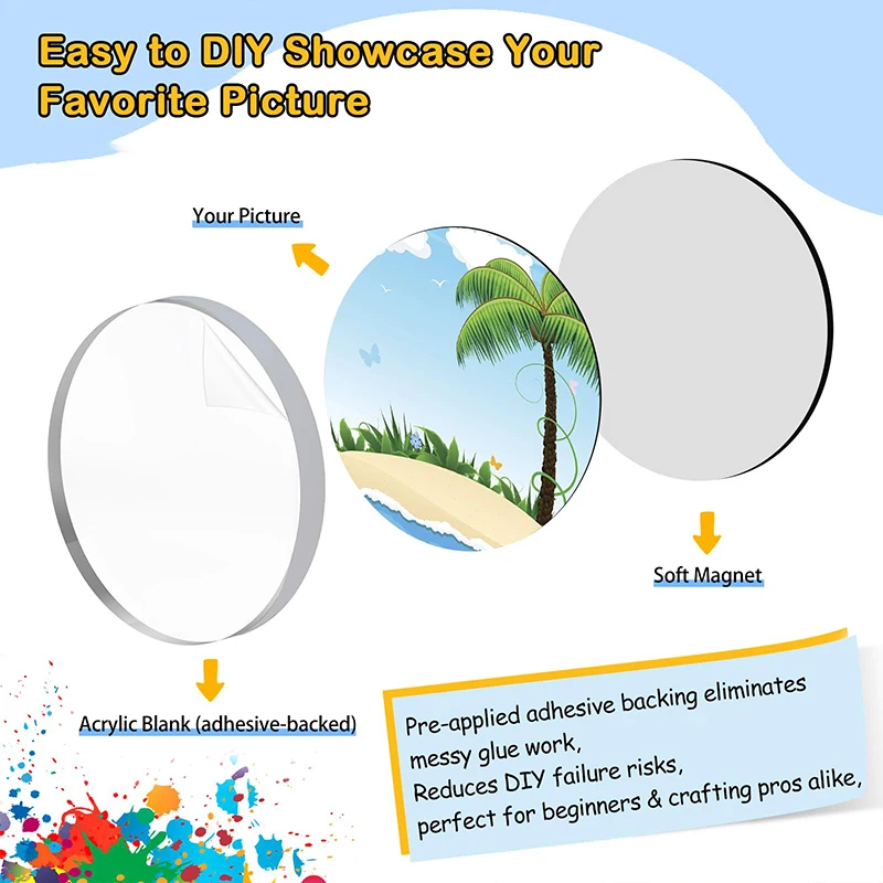 9~50Set 5×3cm Rectangle DIY Acrylic Magnet Kit Refrigerator Magnet Home Decoration Custom Photos Postcard Handmade Crafts