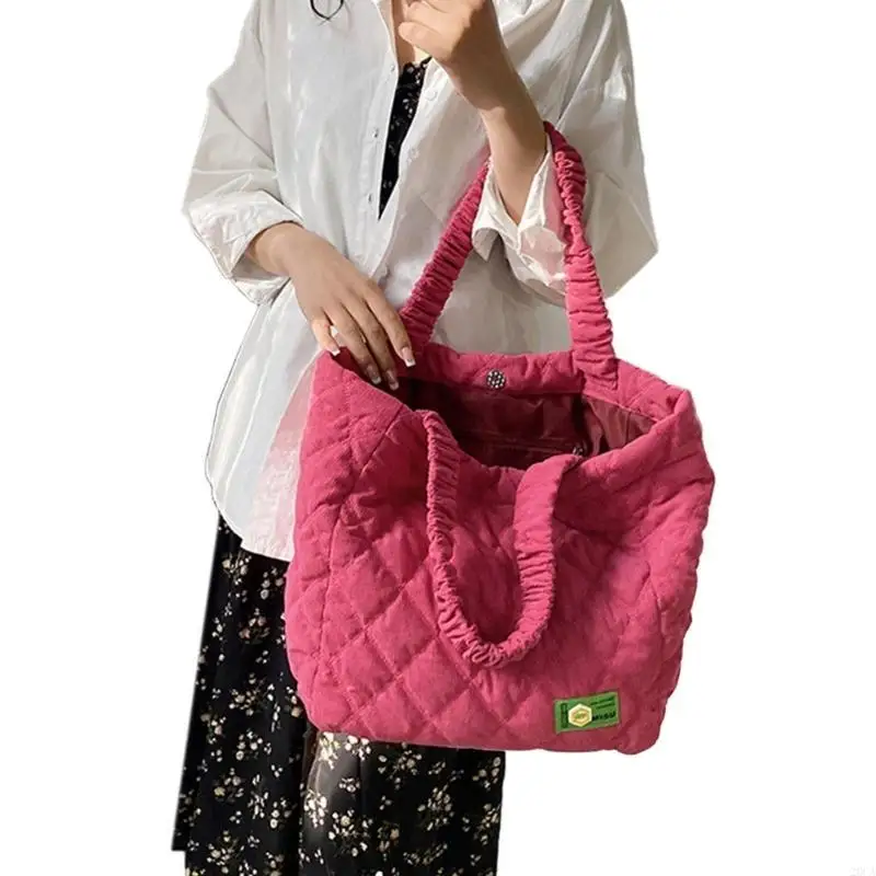 

Casual Handbag Solid Color Lady Purse Shoulder Bag Large Capacity Corduroy Bag 20CA