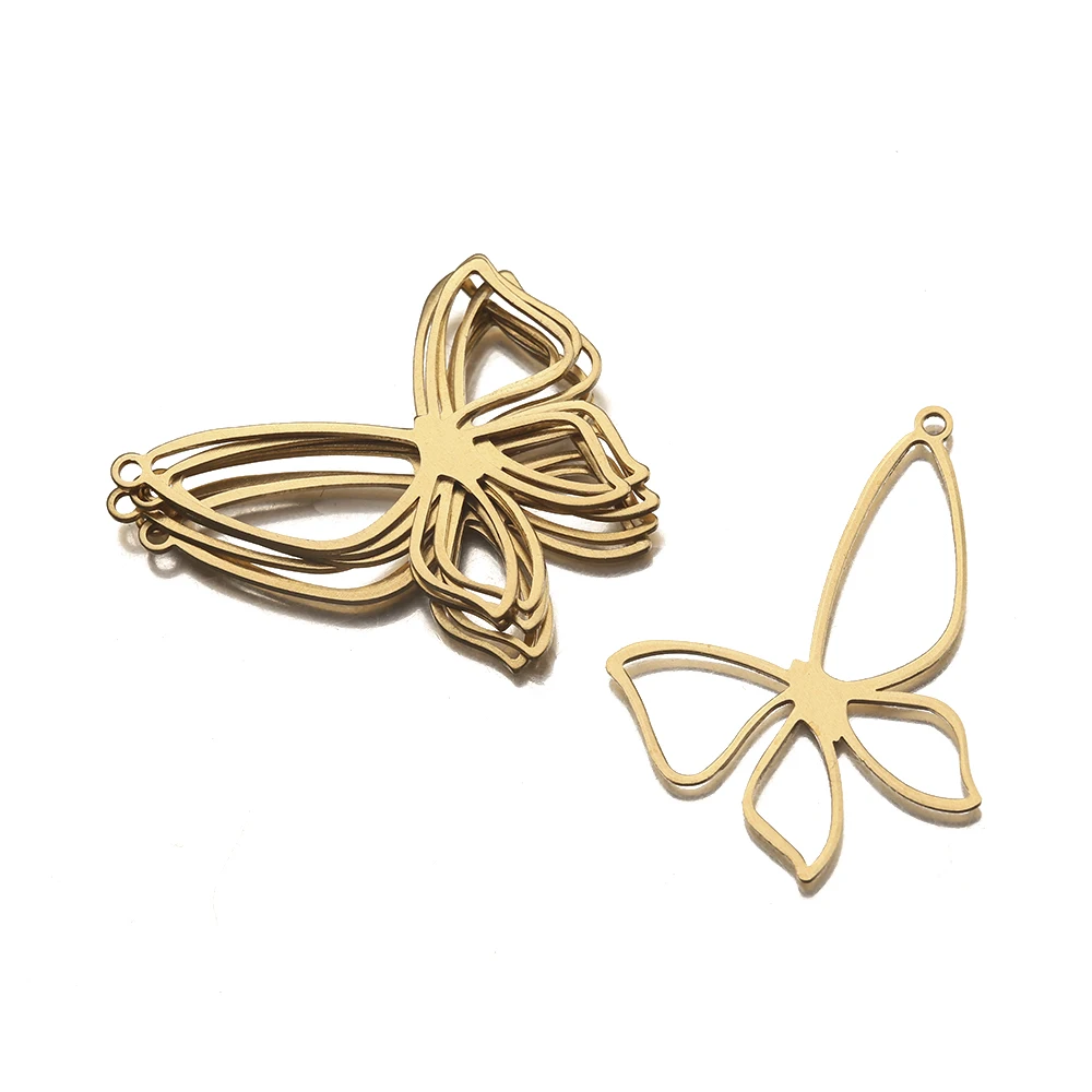 6Pcs Raw Brass Hollow Butterfly Charms Insect Frame Connectors Pendant Diy For Statement Boho Earrings Necklace Jewelry Making