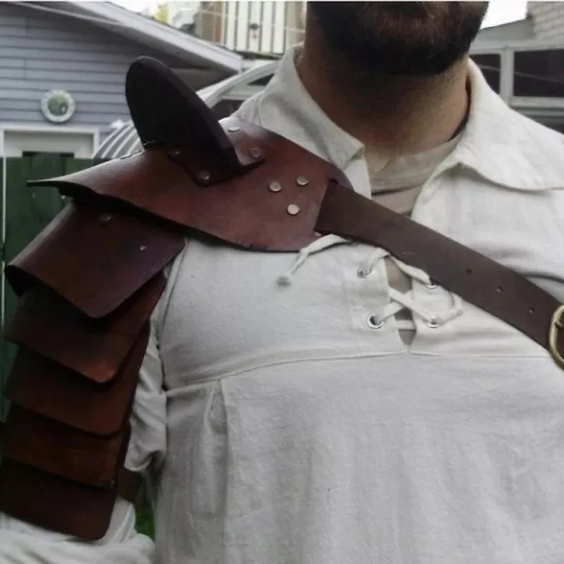 

Средневековый костюм для косплея викингов, воинов, гладиаторов, броней на одно плечо, самурайского рыцаря, Готический кожаный костюм в стиле стимпанк