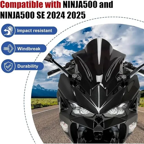 Imagen 2 del producto Parabrisas de motocicleta, Deflector de viento de doble burbuja, Protector de carenado para KAWASAKI NINJA500 SE NINJA 500 2024 2025