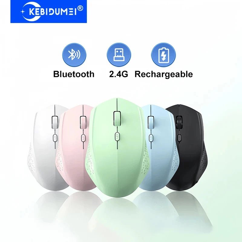 Dual-Mode Bluetooth Mouse 2.4G Wireless Mouse Silent Mouse Rechargeable Gaming Mouse Mice For PC Laptop Windows MacOS
