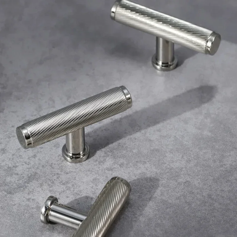 

Titanium Silver Wardrobe Cabinet Drawer Knob Cabinet Door Handle LightLuxury Modern Brass French Single Hole Hardware Small Pull
