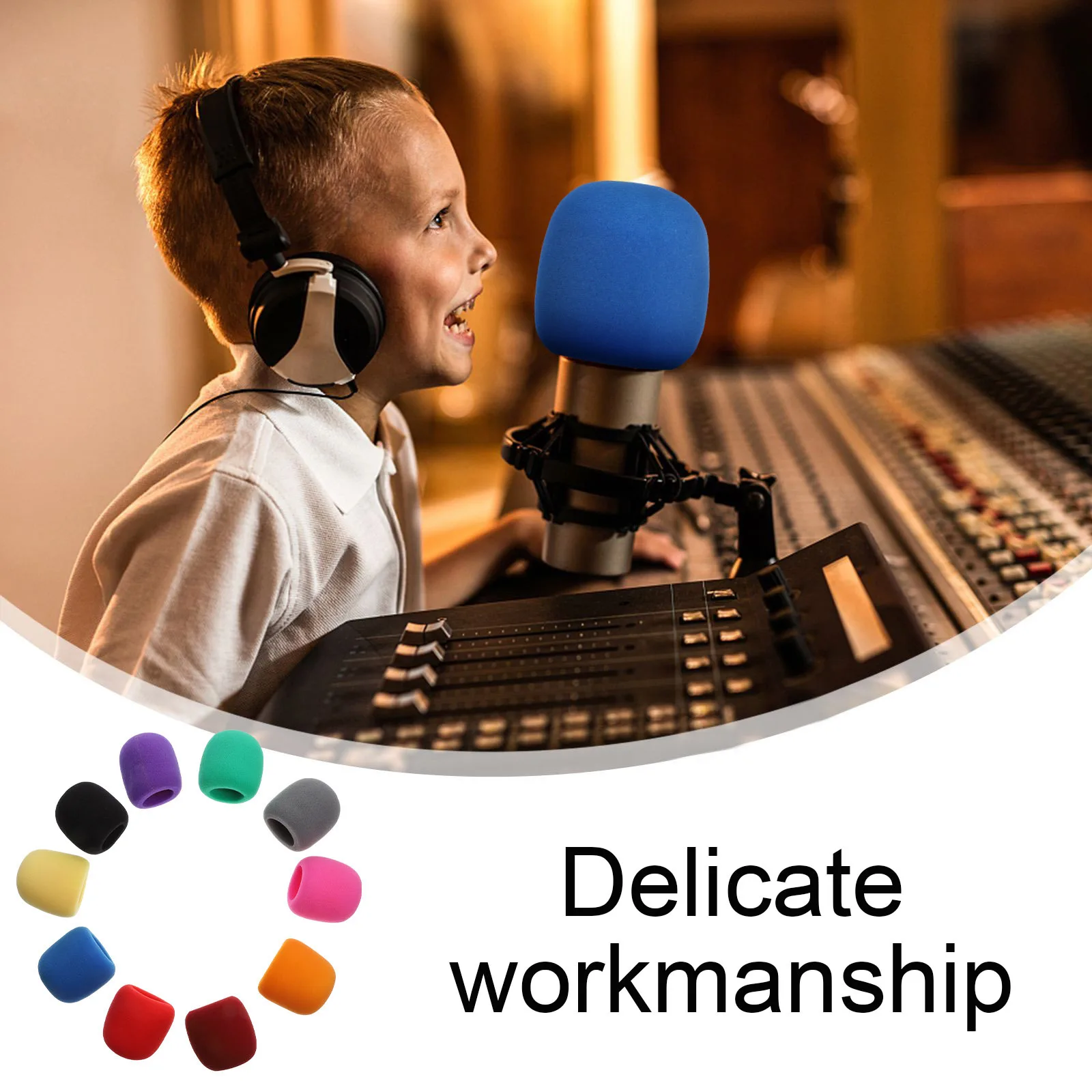 

10pcs Microphone Windscreen Cover Sponge For Mic Durable Anti-Dust Colorful Ktv Singing Voice Tube Covers