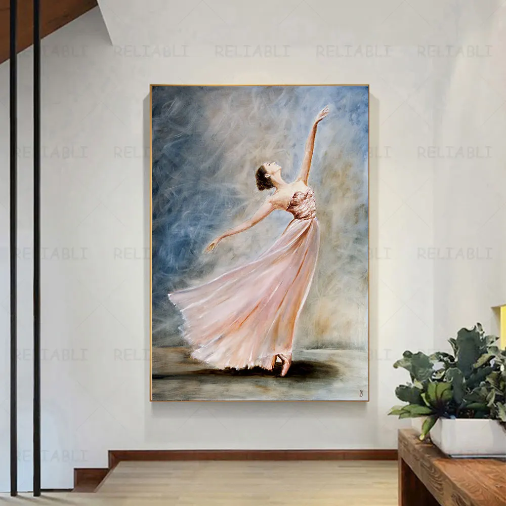 ヴィンテージバレリーナの油絵に印刷されたキャンバスバレエダンサー 