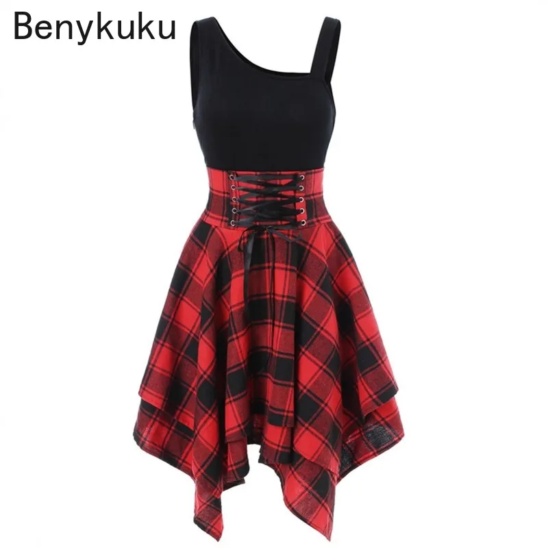 فستان نسائي عتيق بكتف بارد متقاطع غير منتظم منقوش ومزين بقطع القماش بدون أكمام وأربطة فساتين مثيرة للحفلات القصيرة #1