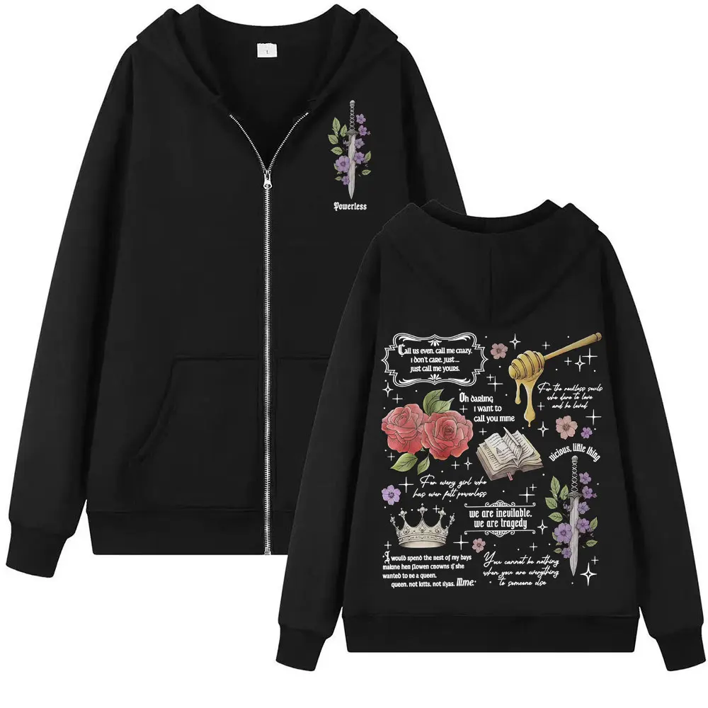 Powerless Bookish sudaderas con cremallera Kai Azer te amo citas románticas chaqueta sudadera hombres mujeres moda estética cremallera Sudadera con capucha