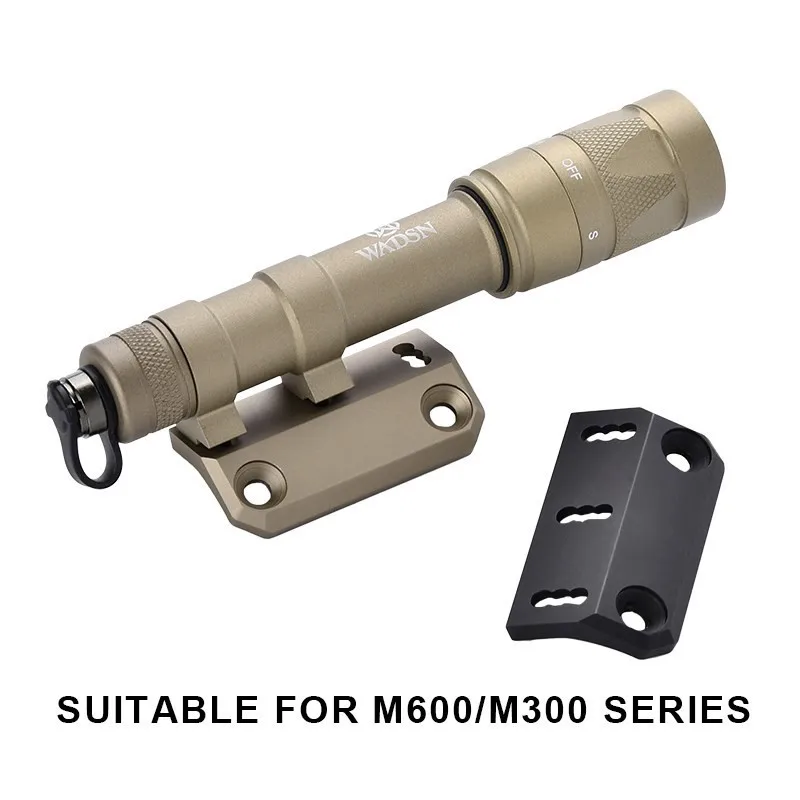 Tactical Airsoft Flashlight Fit SMR Rail mini Scout Light Offset Side Mount For WADSN M300 M600 Weapon Light Base Accessories