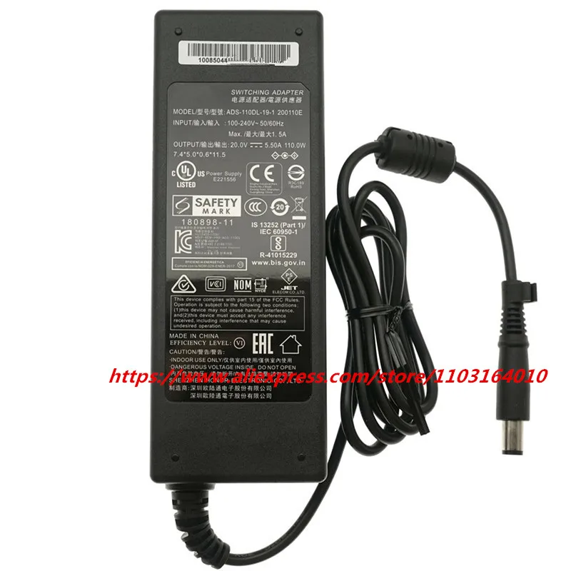 Echte 20V 5.5A 110W ADS-110DL-19-1 200110E AC Adapter Oplader Voor LaCie 2TB 1Big Dock SSD Pro 10TB Voeding