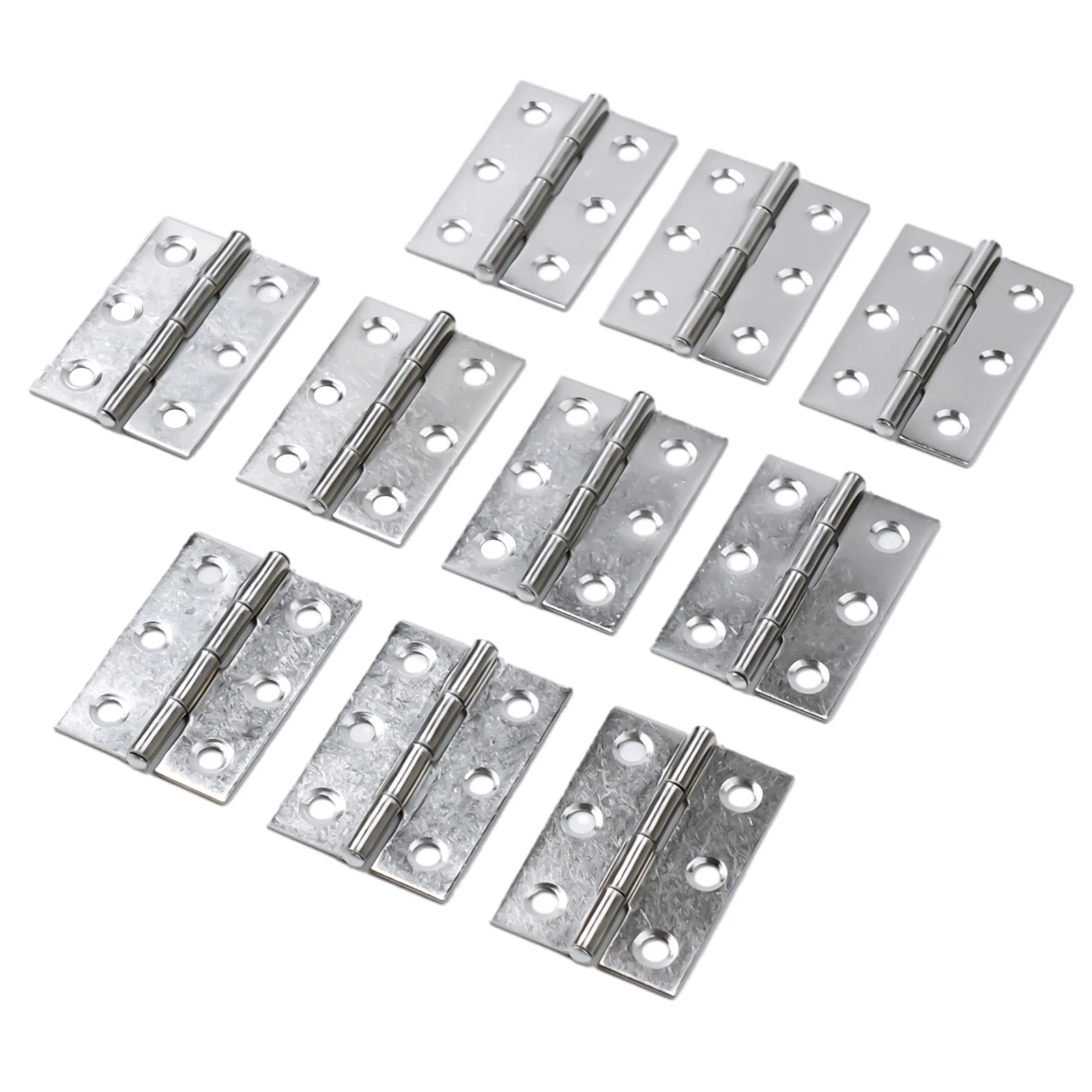 10pcs Stainless Steel Hinges Door Connector Furniture Bookcase Window Cabinet Door Flat Hinge 3 Hole 2 Inch Home Hardware