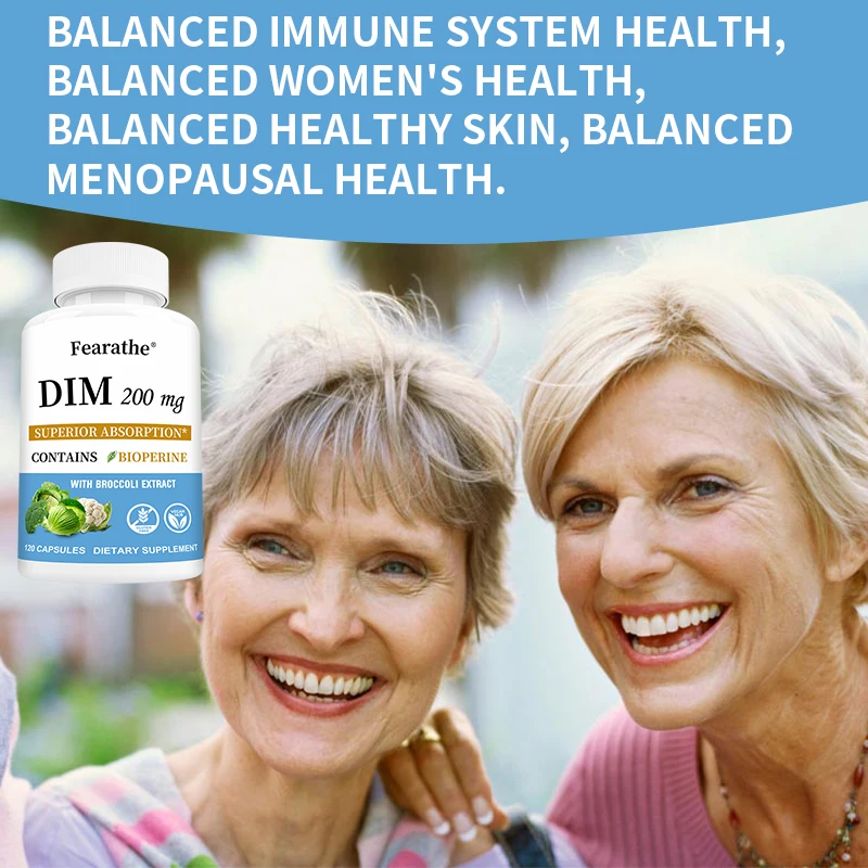 DIM Supplement 200mg- DIM Diindolylmethane Plus Black Pepper for Female Endocrine Balance, Menopause Relief, Acne, PCOS, Fitness