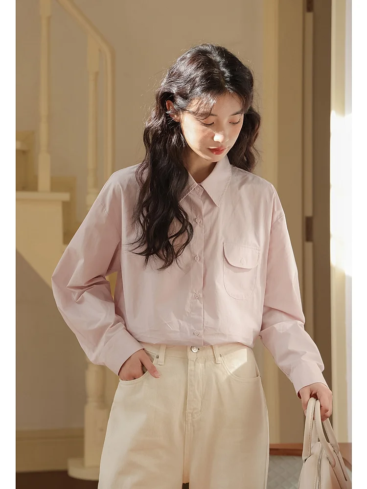 Long Sleeve Shirts Womens Cotton Oversized Button Down Tops Slim Fit Subcultural Gothic Aesthetic Harajuku Trendy Y2K Punk Rock