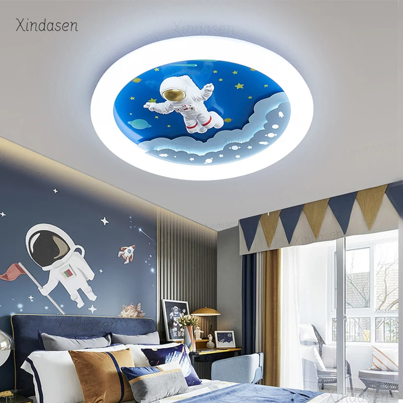 

Children's Room Led Ceiling Lights Modern Starry Night Planet Astronaut Chandelier Kids Baby Boys Bedroom Lamp plafond Spaceman