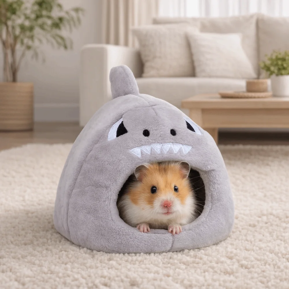 

Mouse Shaped Hamster Warm Nest Windproof Cozy Hedgehog Hideout Nest Cartoon Thicken Guinea Pig House Cage Accessories