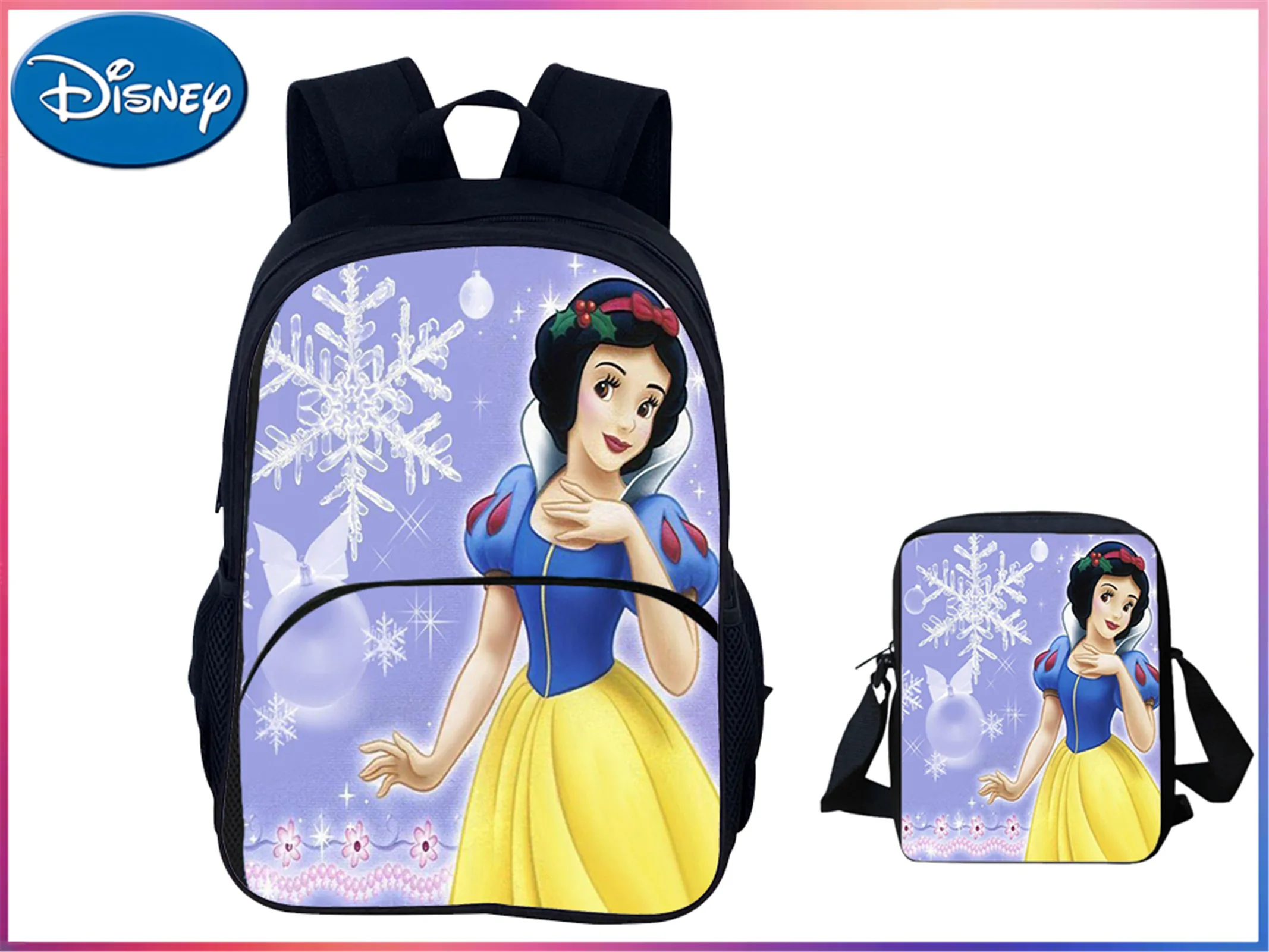 

HOT Unisex Children Snow White Durable Knapsack 2Pcs Set-Back to School Backpack and Canvas Shoulder Bag for Student