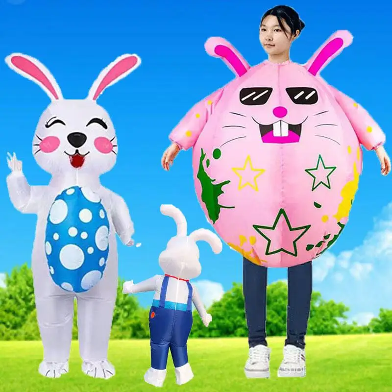 

Novelty New Inflatable Bunny Costume for Easter Decorations Family Party Game Walking Doll Photo Props Kids Adult Gifts Rabbit