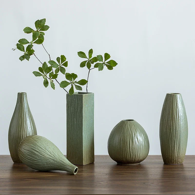 

Vase Ceramic Green Porcelain Vintage Flower Vase Home Decor Small Vases Living Room decoración hogar Handmade Vases ваза