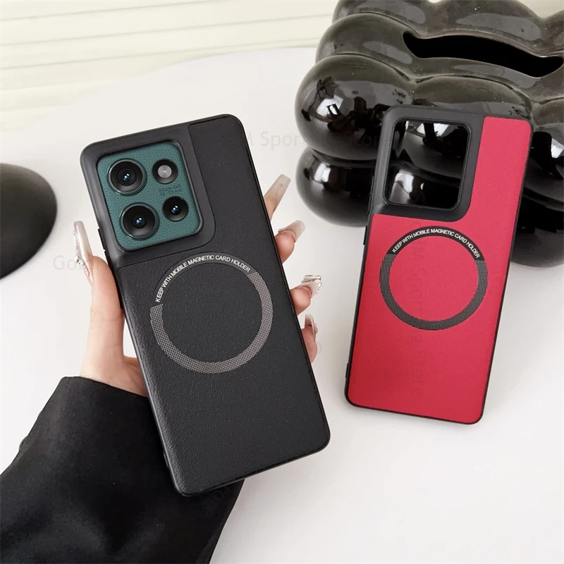 

Phone Cover For Motorola Edge 60 Stylus For Magsafe Soft TPU Leather Case Edge 50 Ultra 40 Neo Wireless Charging Magnetic Cover