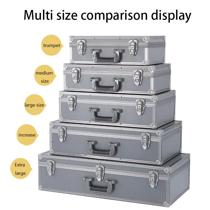 Complete Storage Tool Box Shockproof Aluminum Portable Carrying Large Hard Case DIY Sponge Multi-purpose Tools with Accessories