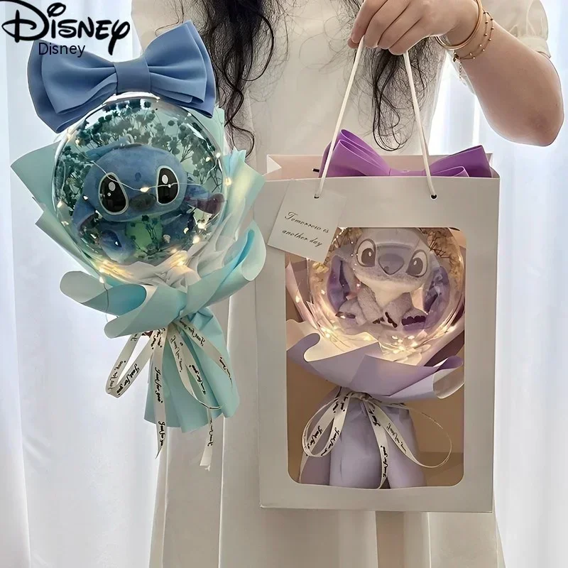 2024 Disney Kawaii Anime Stitch Pluszowy bukiet kwiatów Lalka Pudełko na prezent urodzinowy Dziewczyna Walentynki Kreatywna dziewczyna Prezenty