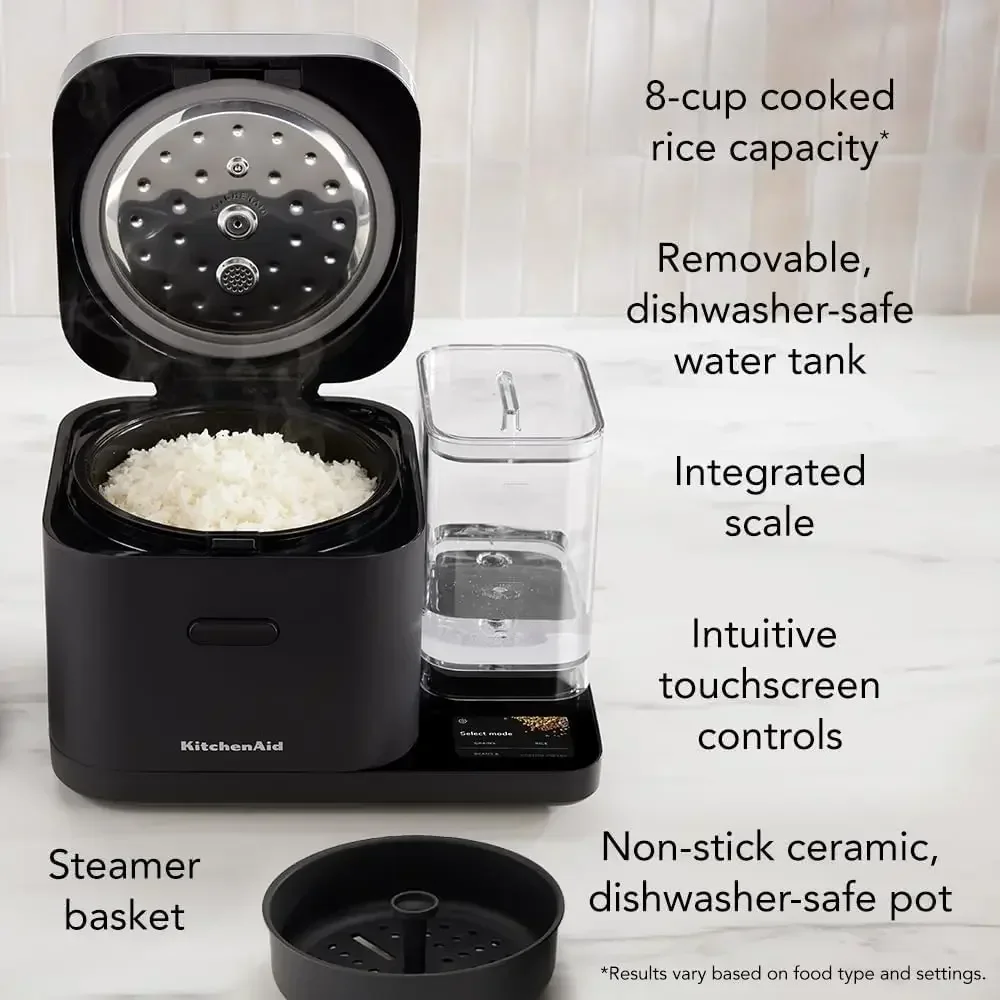 KitchenAid Grain and Rice Cooker 8 Cup with Automatically Sensing Integrated Scale + Water Tank, KGC3155BM