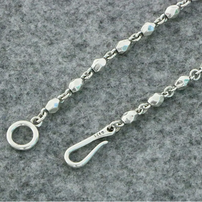 Sterling Silver Bead Necklace for Women's Handmade Fashion Silver Jewelry with a Fresh and Stylish Style, Small and Popular Silv