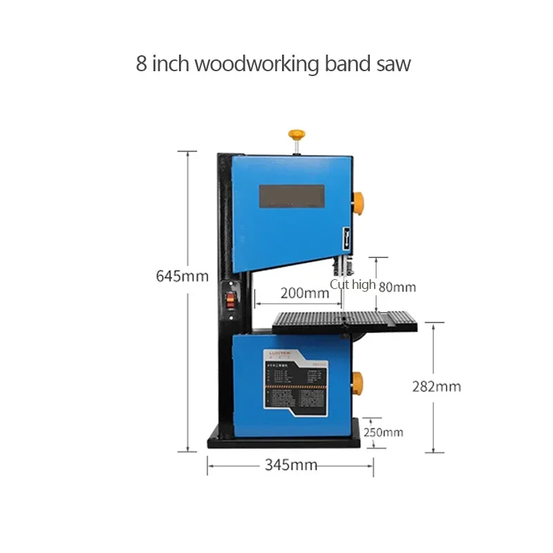 8-inch lintzaag metalen snijmachine multifunctionele laserpositionering huishoudelijke kleine lintzaag snijgereedschap